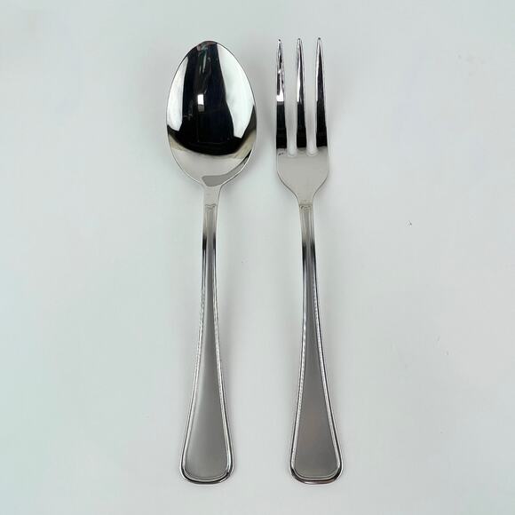 Inoxpran 18/10 Italian Stainless Spoon and Fork Serving Set - Picture 1 of 4
